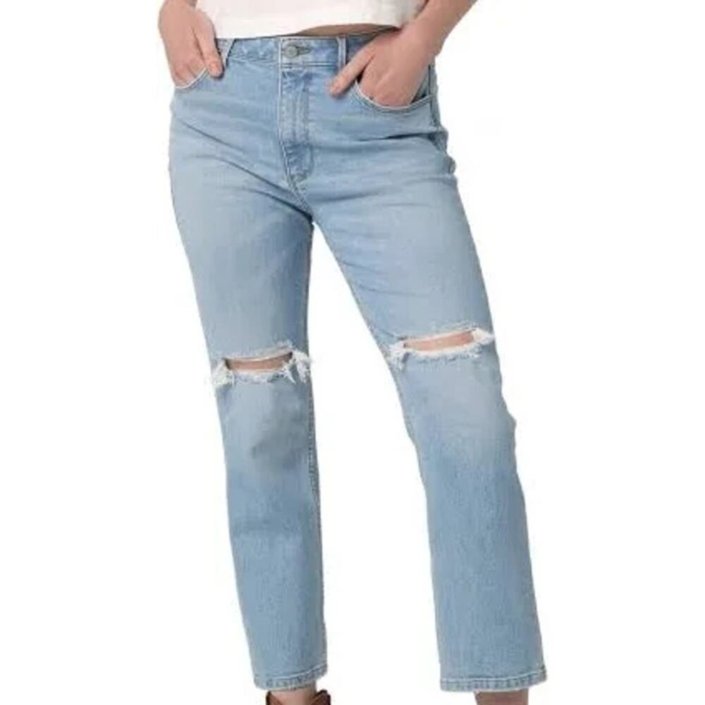 Wrangler Destructed high rise true straight crop Jeans Western rodeo sz 0 EUC